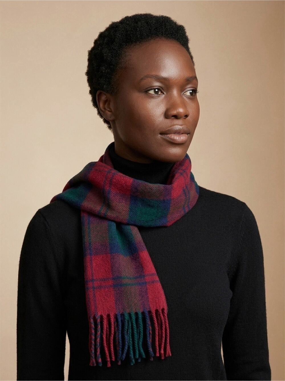 Vintage James Pringle Weavers Tartan Plaid Scarf Scotland Wool Unisex Preppy
